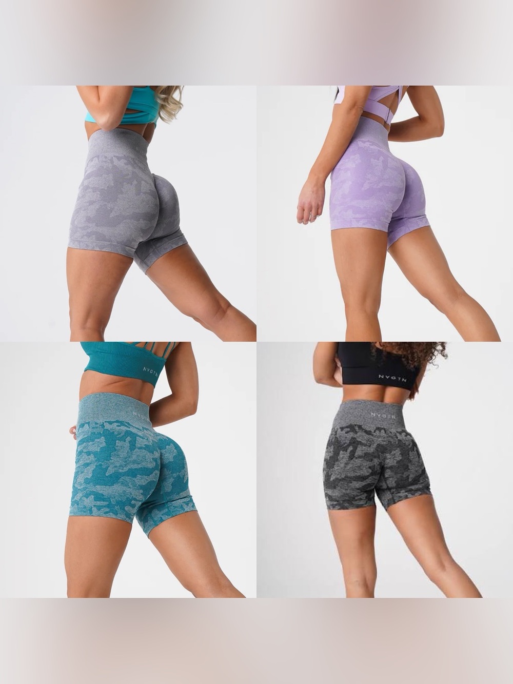 NVGTN shorts bundle of 4 SMALL camo gray teal black lilac